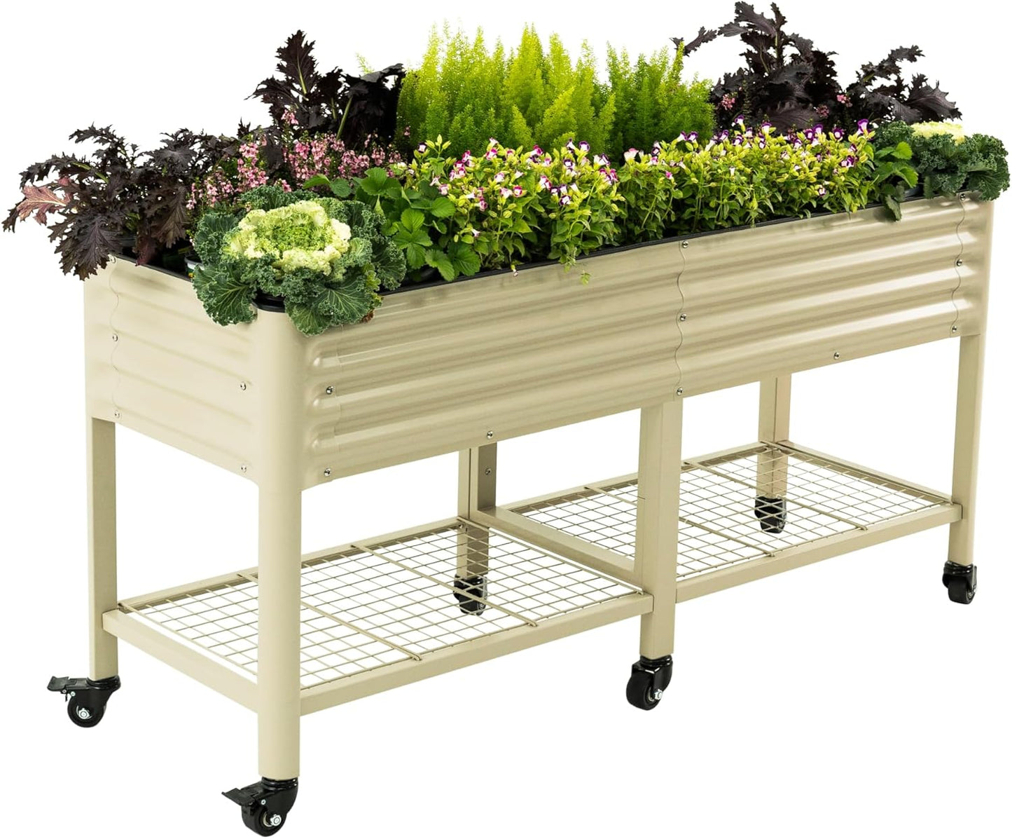Rolling Elevated Raised Garden Bed for Easy Outdoor Gardening