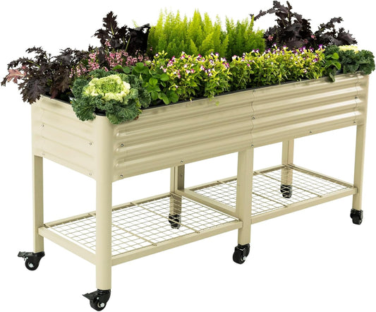 Rolling Elevated Raised Garden Bed for Easy Outdoor Gardening