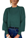 Womens Cropped Sweater Oversized Crewneck Pullover - Cozy Fit