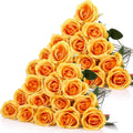 Hotop 40 Pcs Orange Artificial Roses Long Stem Bouquet - Lasting Decor