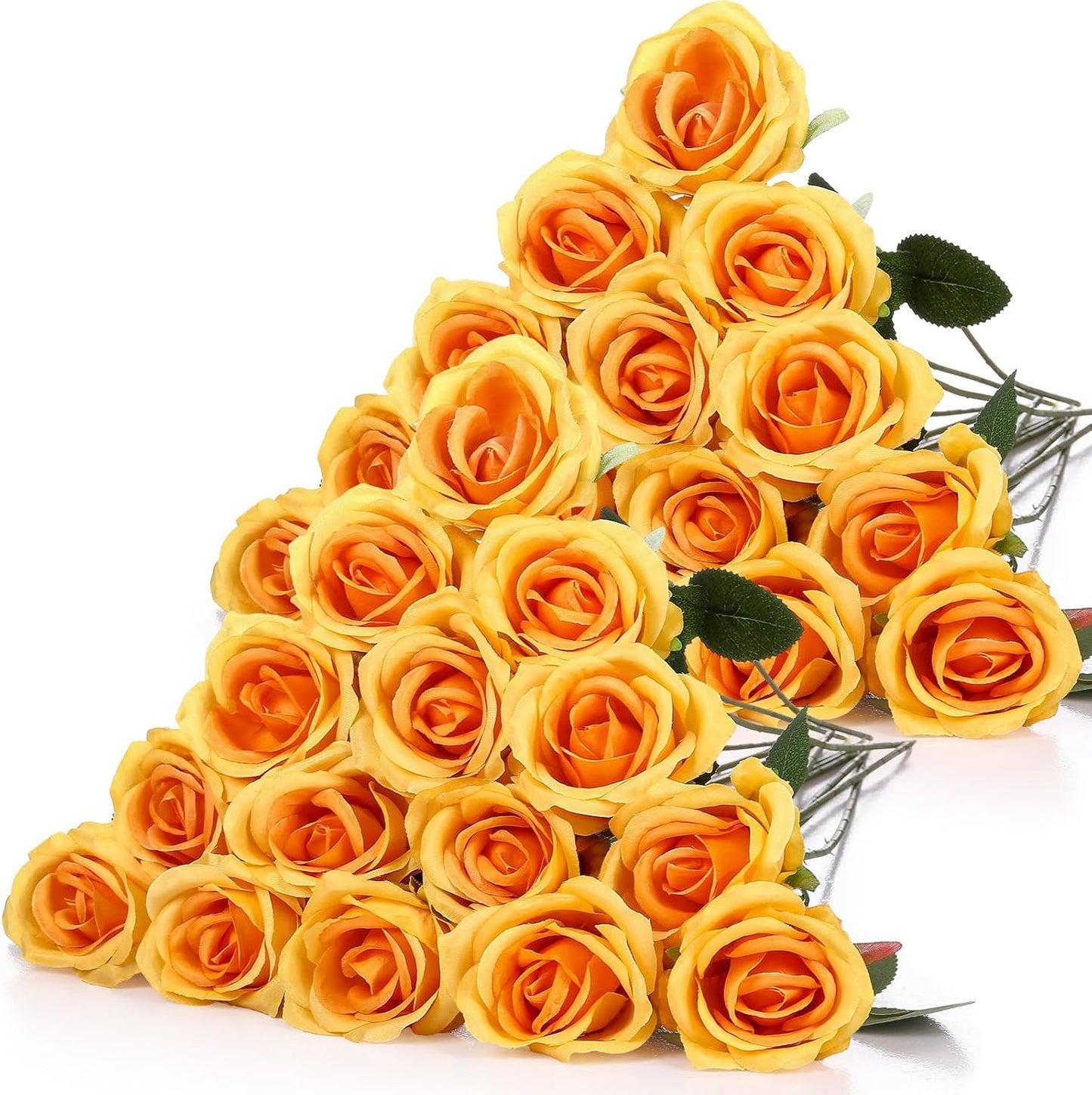 40 Pcs Orange Artificial Roses for Home Wedding Decoration
