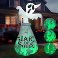 Joiedomi 6 ft Halloween Inflatable Jar Ghost - Green LED Projection