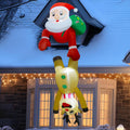 7 FT Christmas Inflatable Hanging Santa with Reindeer - Whimsical Yard