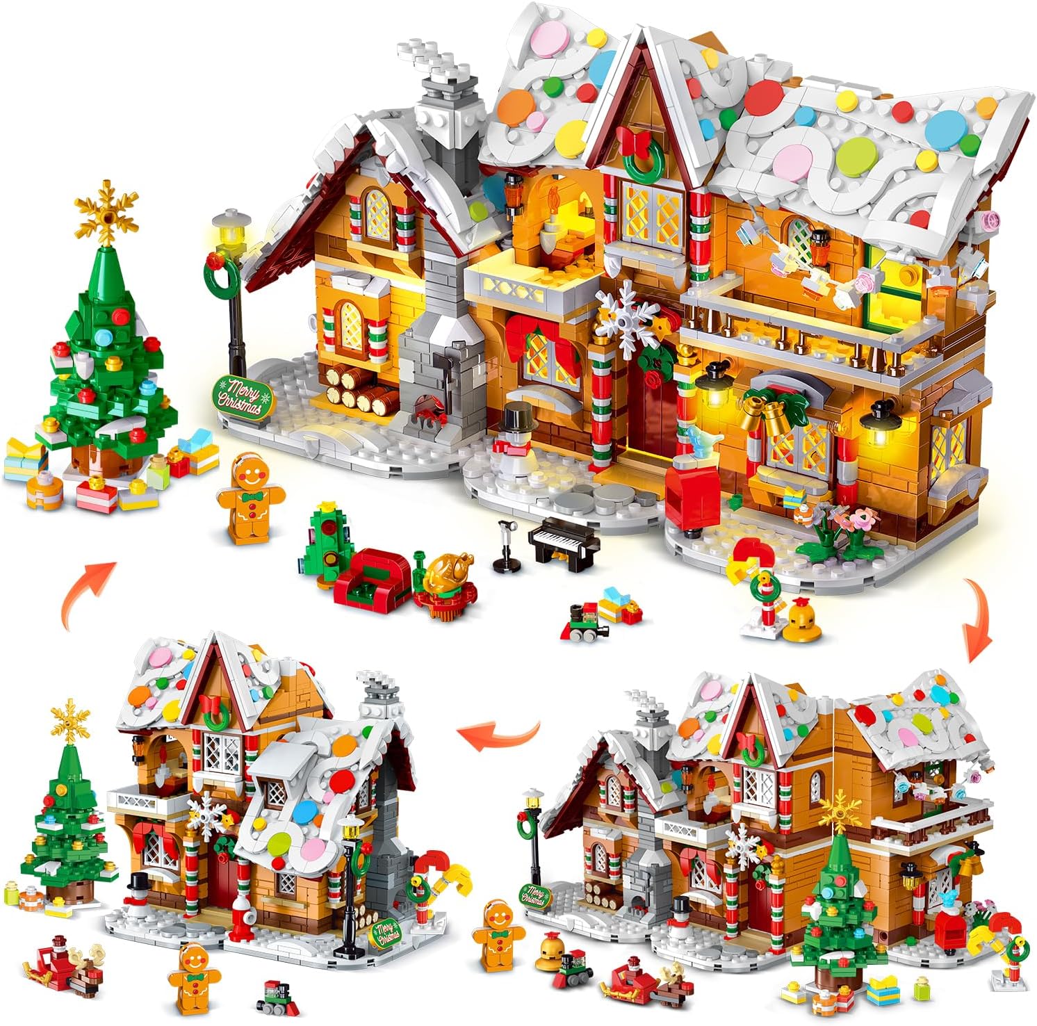 2025 Christmas Gingerbread House Building Set with Lights