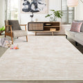 Washable Rug 10x13 Beige Modern Abstract Area Rug - Non-Slip