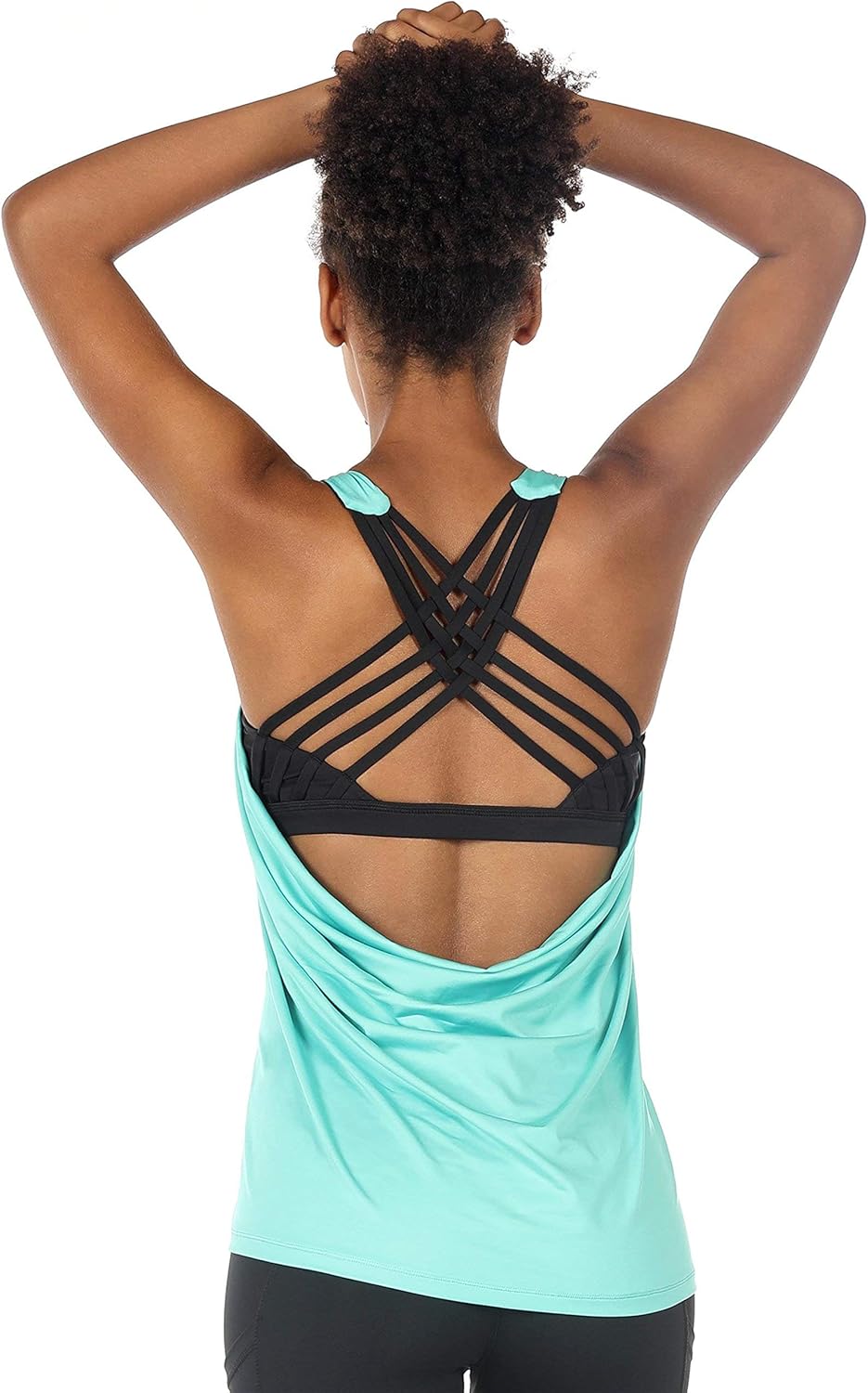 icyzone Women's Open Back Workout Tank Tops with Built-in Bra
