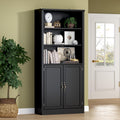71.4in Tall Bookshelf with Cabinet, 5-Tier Bookcase - Modern Organizer