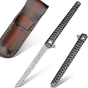 AUBEY Damascus Pocket Knife for Men - EDC Folding Knife