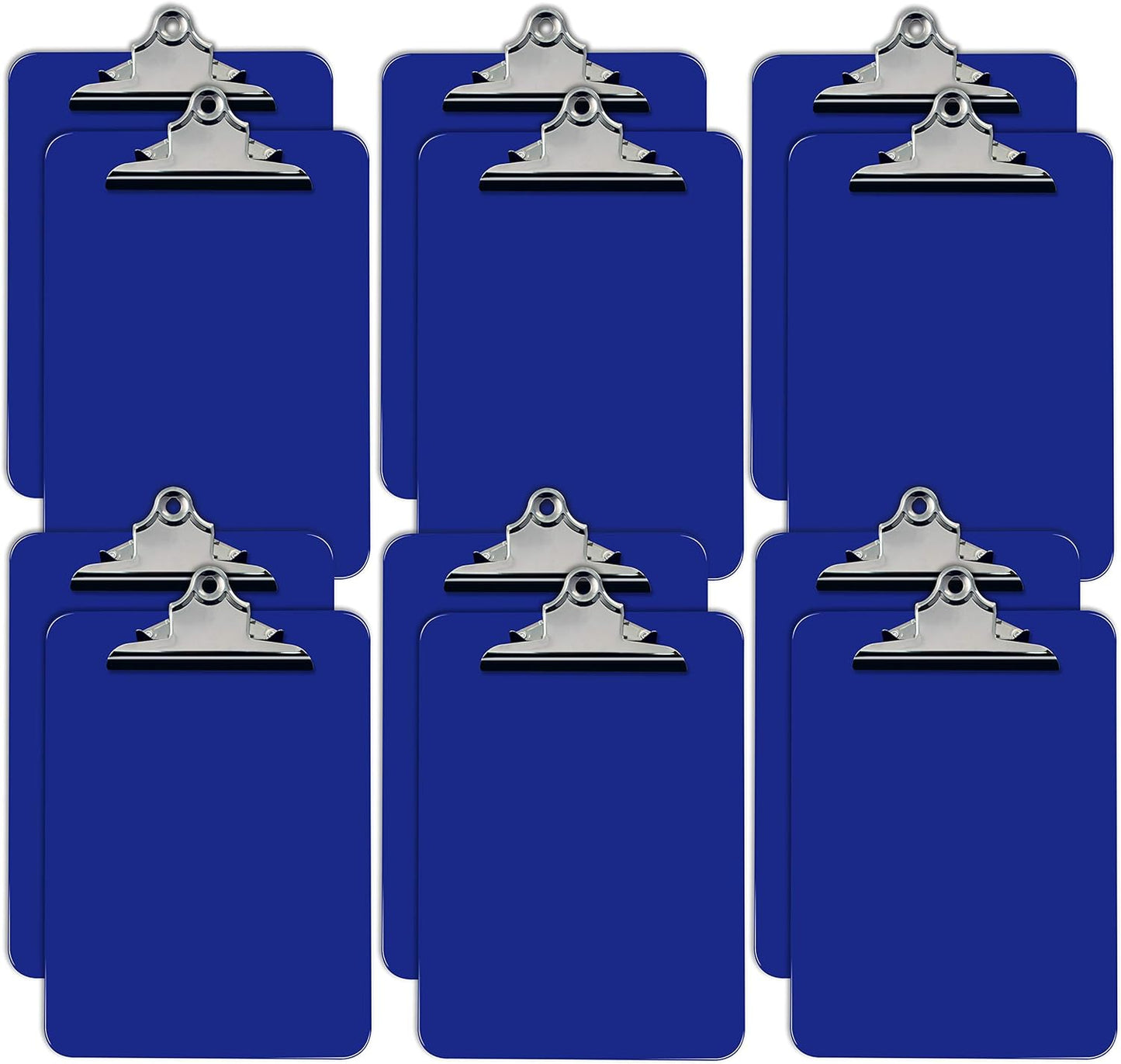 12 Pack Blue Plastic Clipboards - Durable & Standard Size
