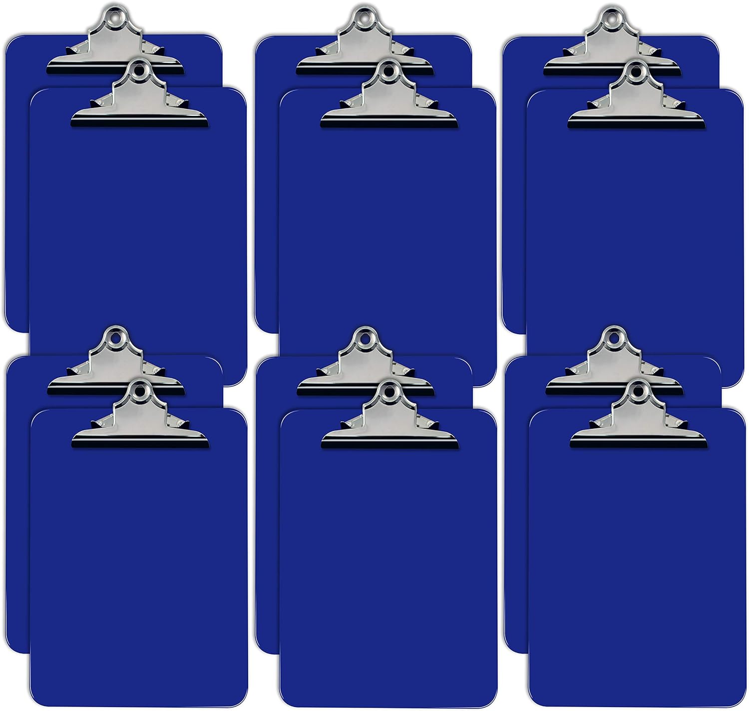 12 Pack Blue Plastic Clipboards - Durable & Standard Size