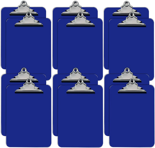 12 Pack Blue Plastic Clipboards - Durable & Standard Size