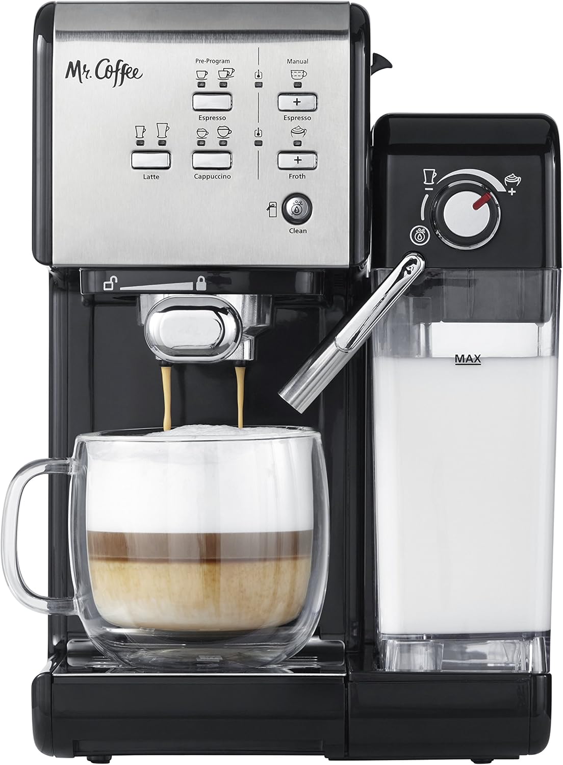 Mr. Coffee Espresso & Cappuccino Machine - 19-Bar Pump & Milk Frother