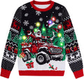 Funnycokid Kids Ugly Christmas Sweater Light Up Size 7-14 - LED Knit