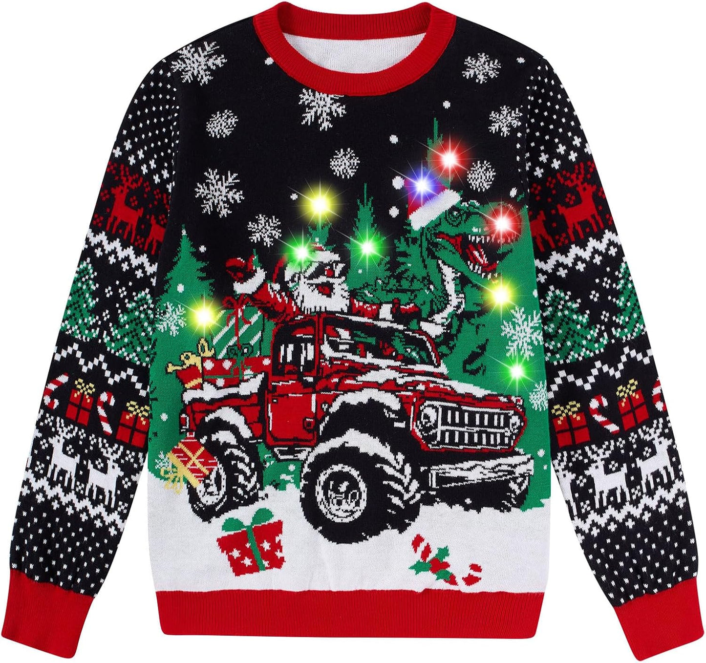 Funnycokid Kids Ugly Christmas Sweater Light Up for Ages 7-14
