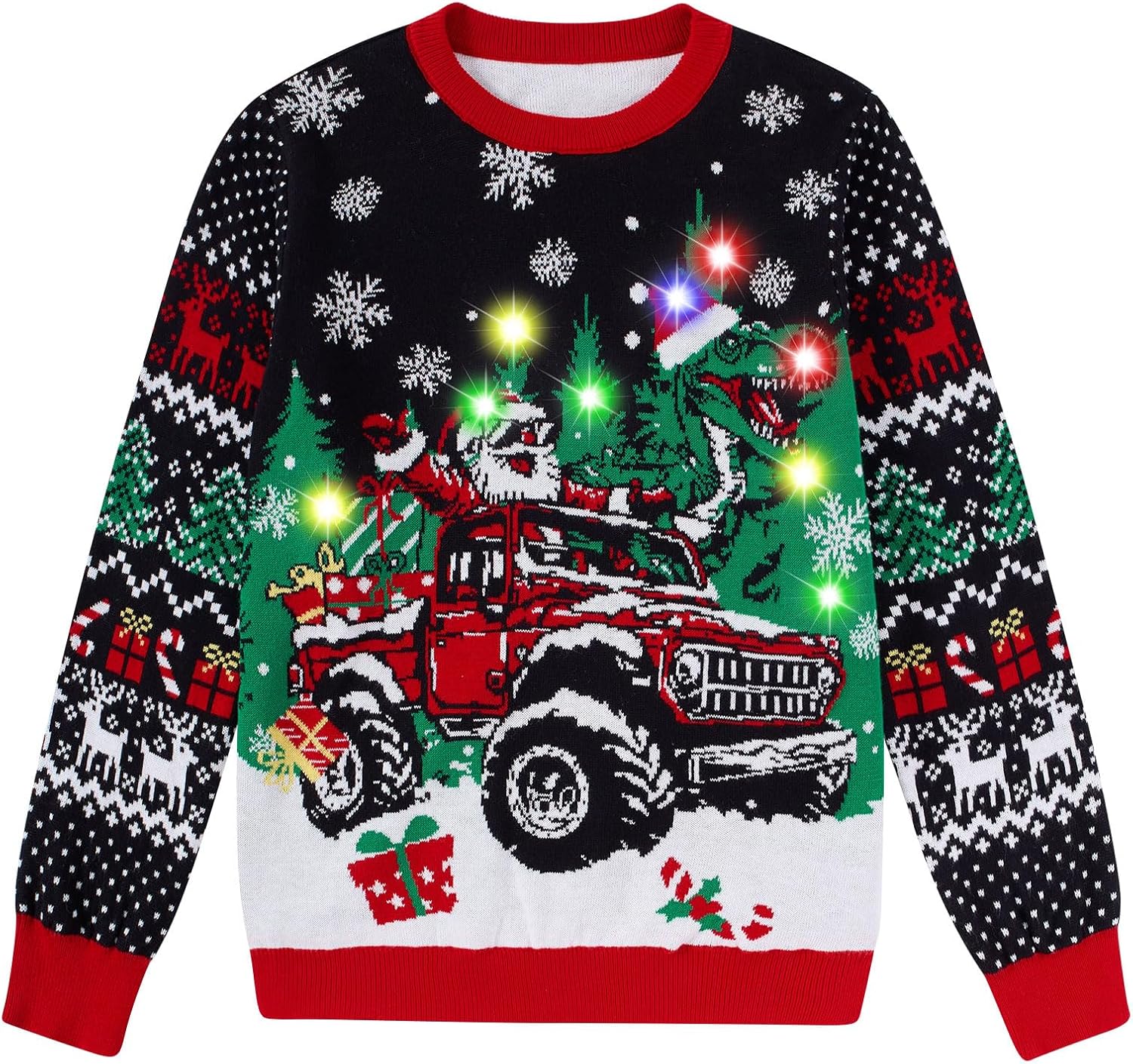 Funnycokid Kids Ugly Christmas Sweater Light Up for Ages 7-14