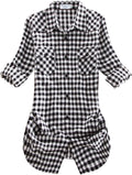 Match Womens Button Down Flannel Plaid Shirt - Cozy Lightweight