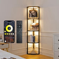 FENLO Corner Floor Lamp with Shelves - Dimmable LED Corner Shelf Lamp