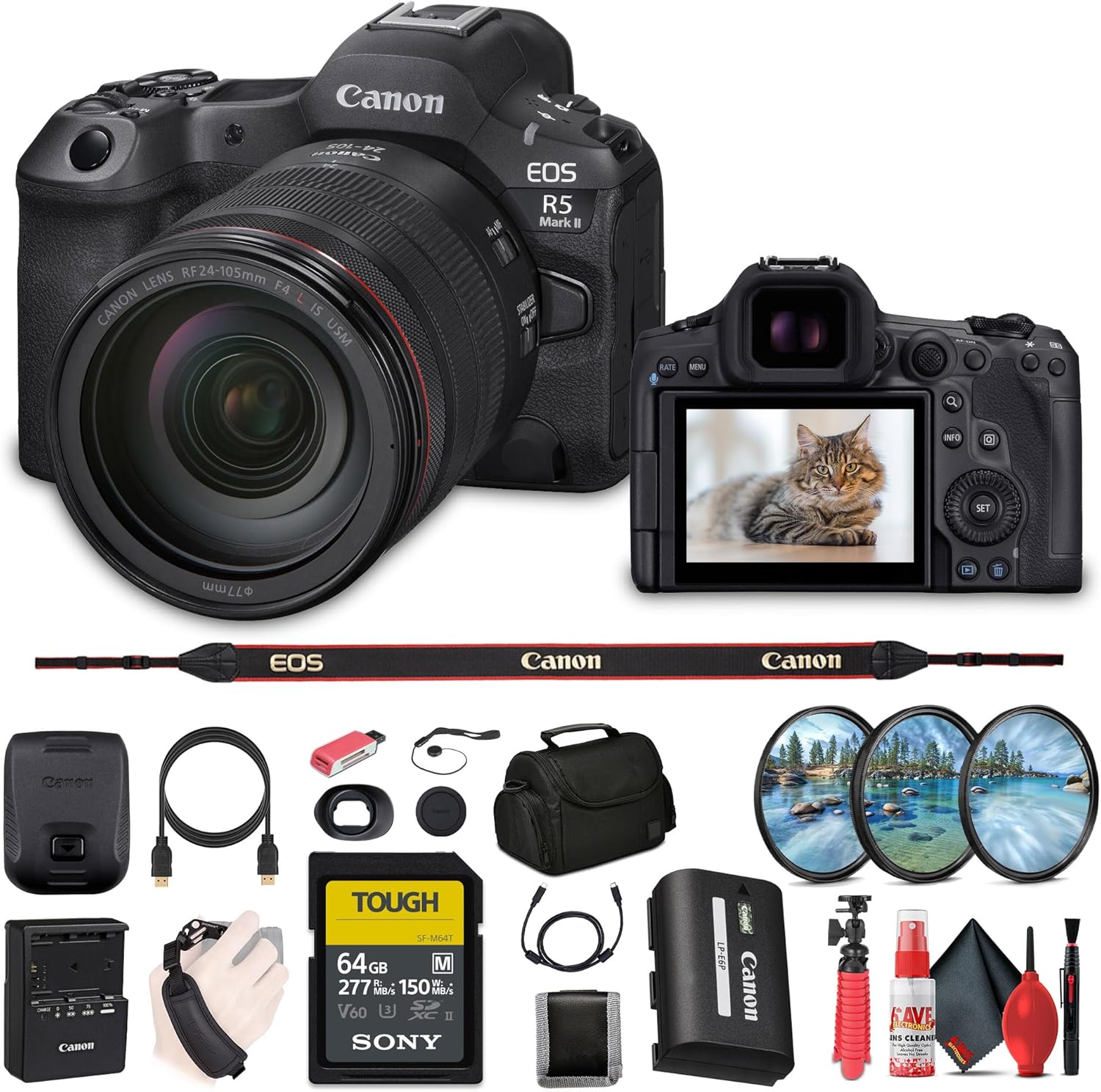 Canon EOS R5 Mark II Mirrorless Camera Bundle with Lens and More