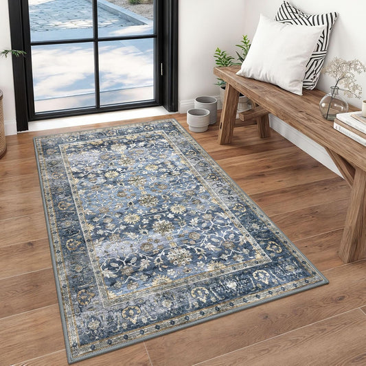 KUTA Vintage Floral 3x5 Entryway Rug for Living Room Decor