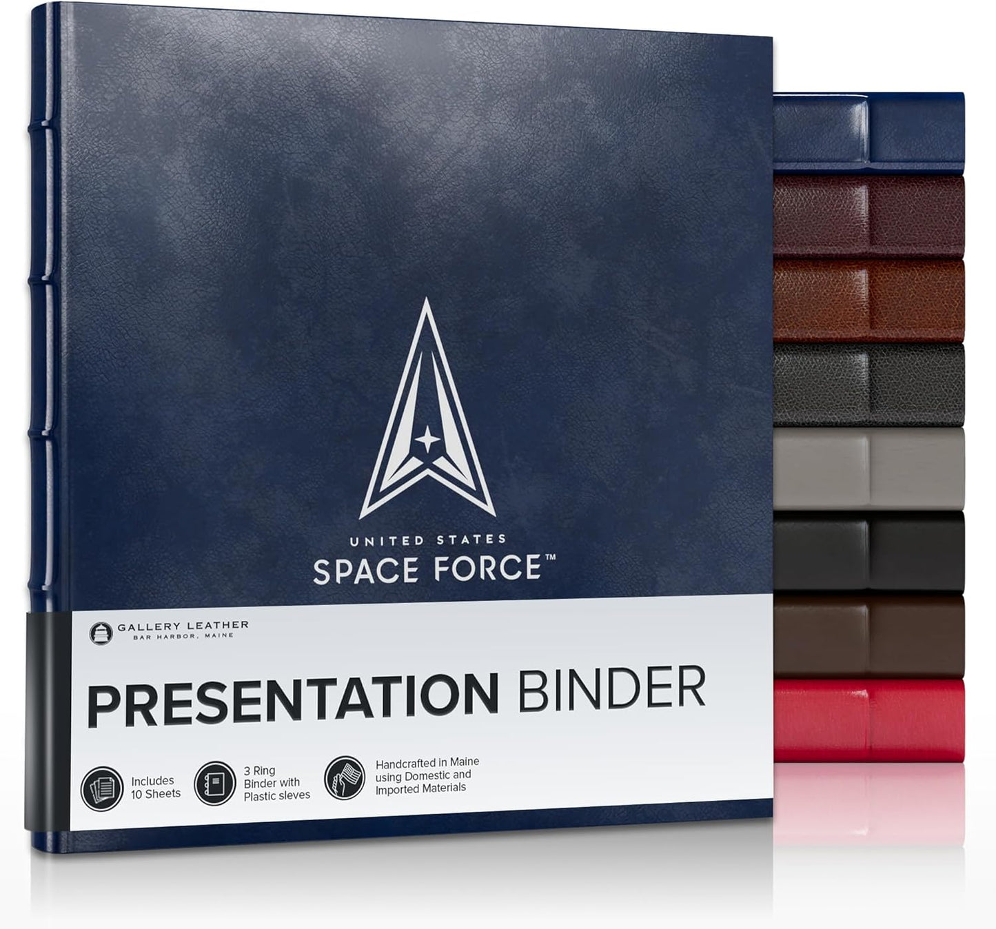 Gallery Leather 3 Ring Binder with Plastic Sleeves for Presentations