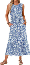 Womens Summer Sleeveless Maxi Dress 2025 - Flowy Tiered Sundress is