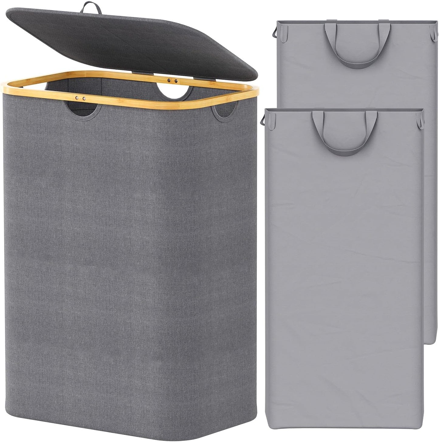 SpaceAid Double Laundry Hamper with Lid and Removable Bags