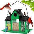 Solar Bird Feeders House Hanging 7LBS Capacity Green - Solar Light