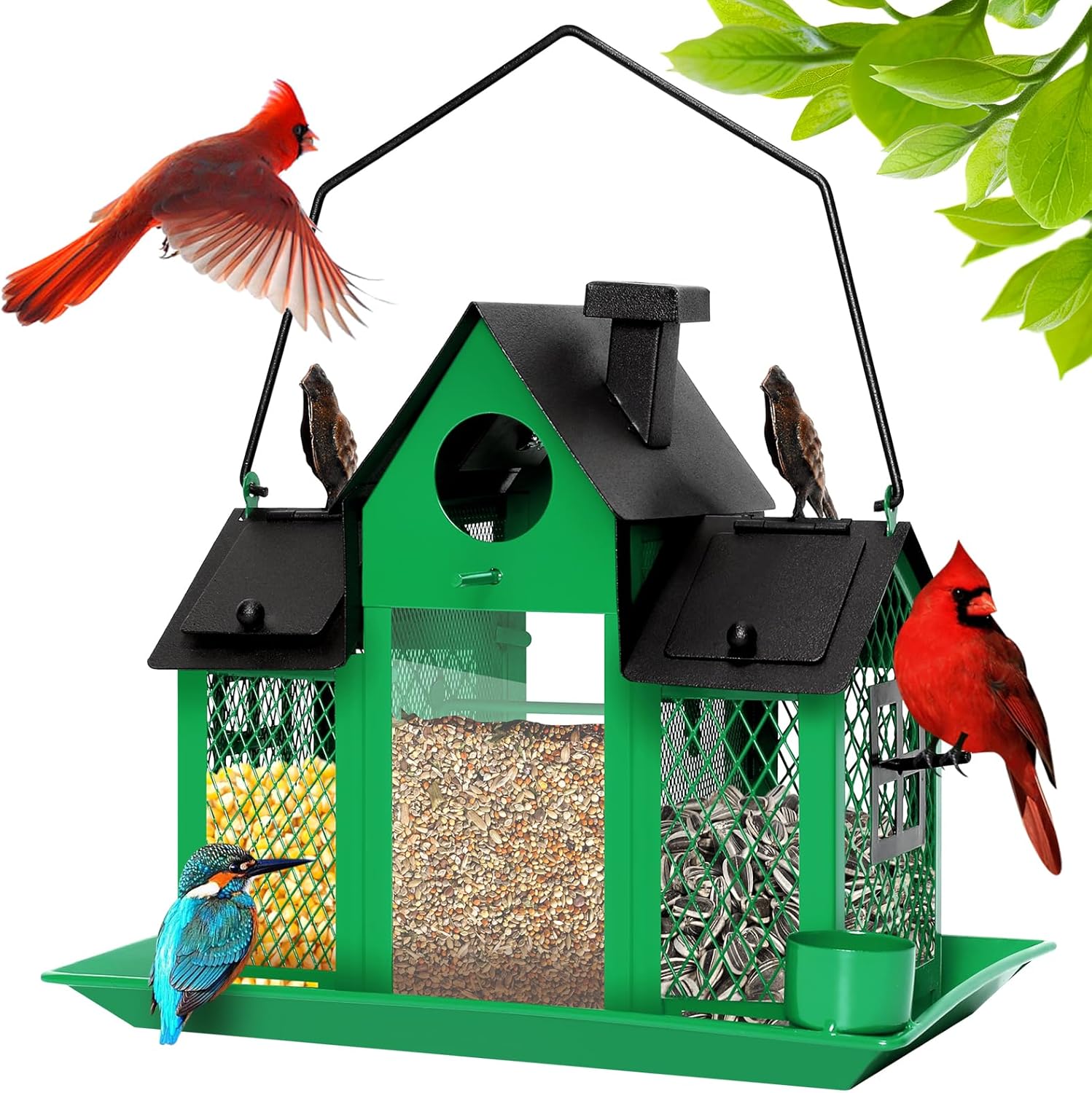 Solar Bird Feeders House for Outdoors with Large Capacity