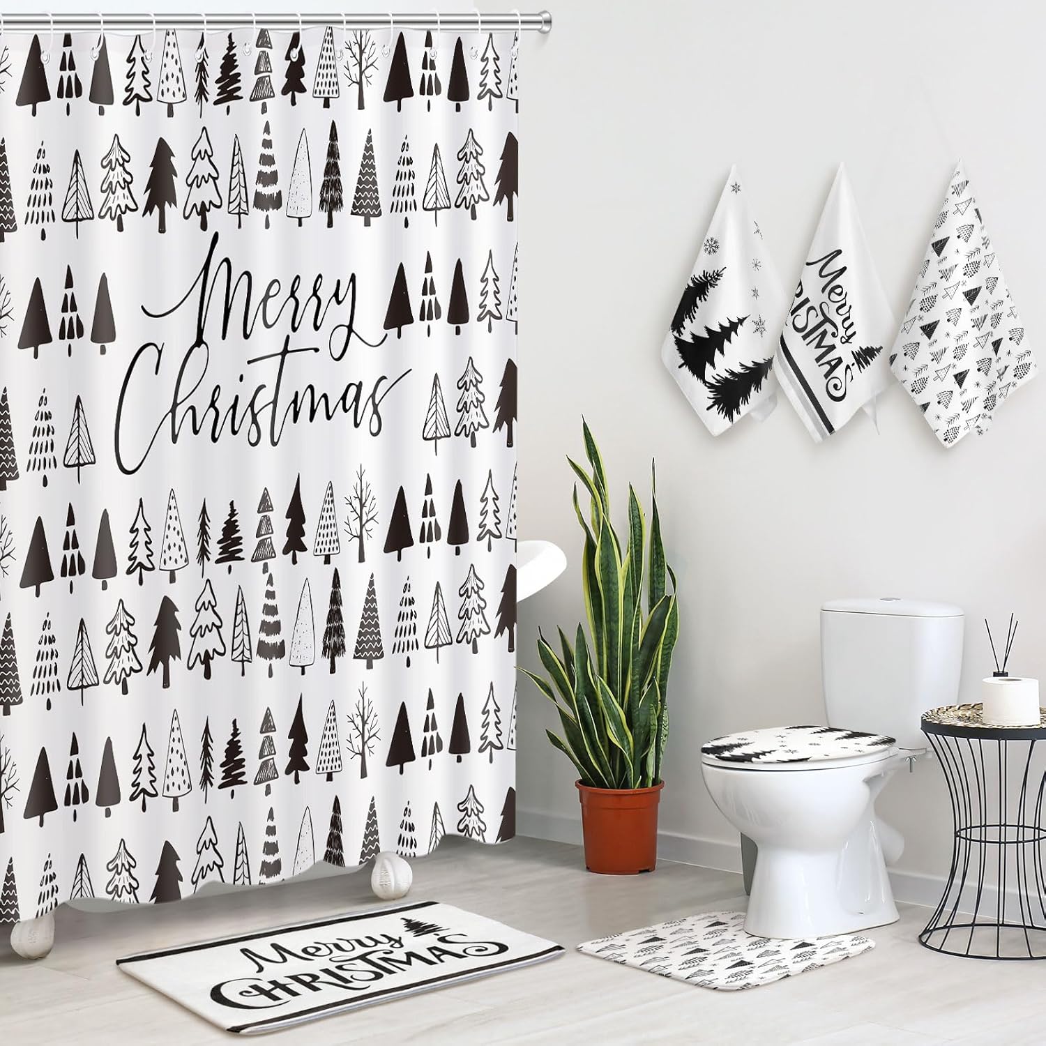 7-Piece Christmas Bathroom Set - Festive Holiday Decor