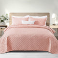 Queen Full Size Blush Pink Quilt Set - Lightweight 3-Piece