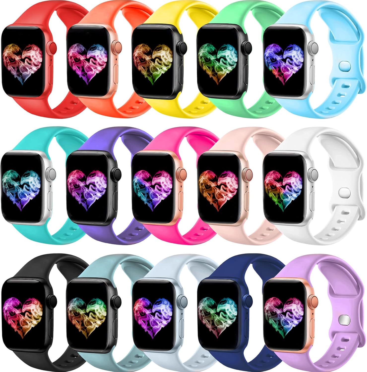 15-Pack Soft Silicone Apple Watch Bands for Ultimate Comfort