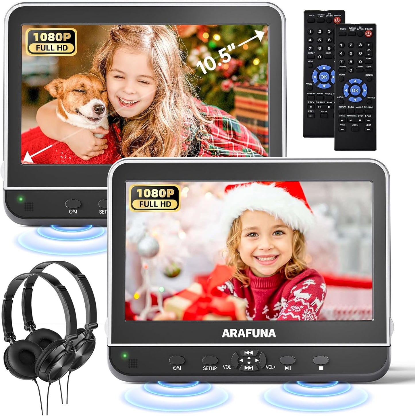 10.5 Dual Portable DVD Player with 1080P HDMI Input for Cars