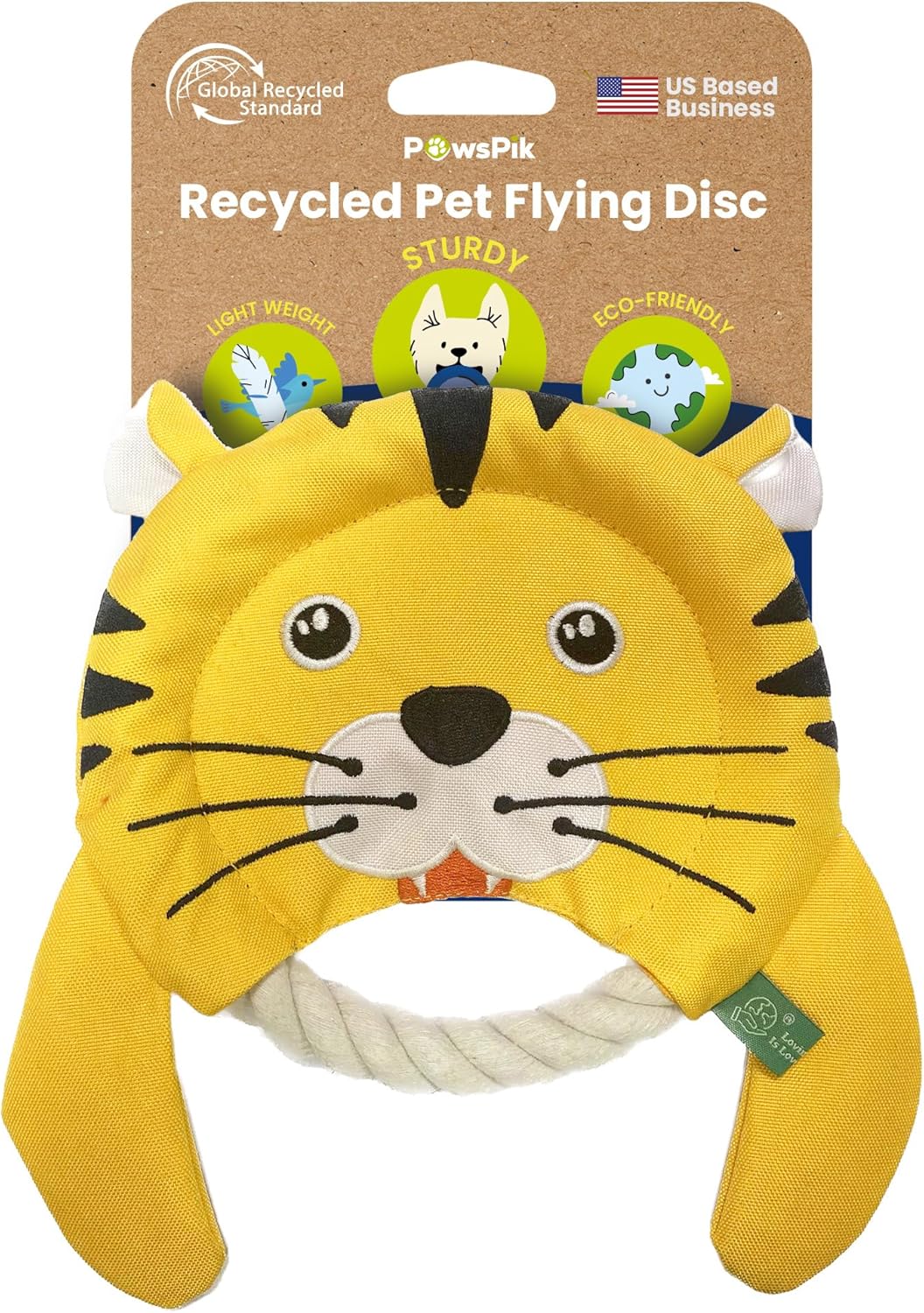 PAWSPIK Tough Tiger Flying Disc Toy
