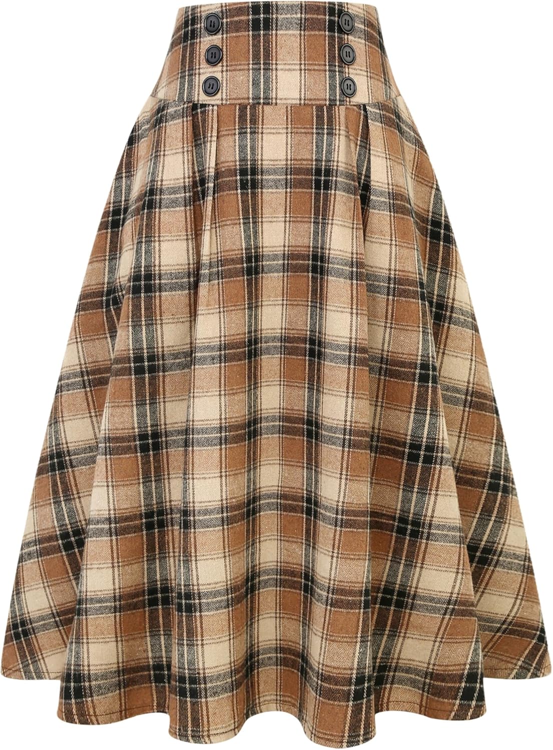 Plaid Skirt for Women High Waist Aline Pleated Midi Skirts