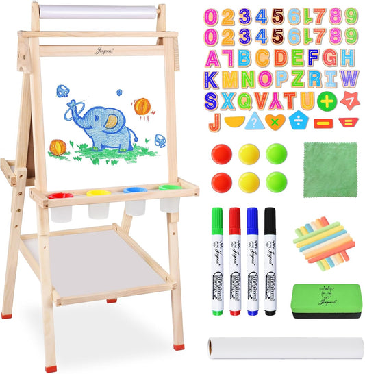 Joyooss Art Easel for Kids - Double-Sided Magnetic Wooden Easel