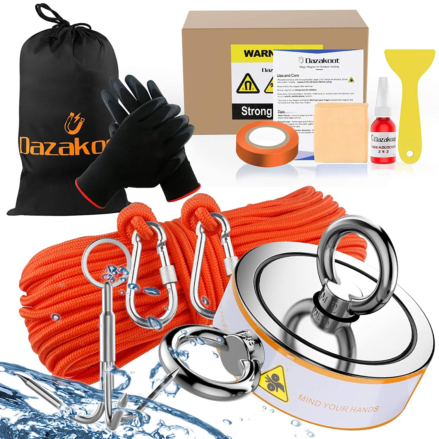 2600LBS Double Side Magnet Fishing Kit for Treasure Hunting
