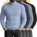 4 Pack Men's Turtleneck Long Sleeve Cotton Ribbed Sweater - Slim Layer