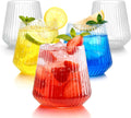 BESTSTAR 36 Pcs 12 oz Ribbed Clear Plastic Wine Glasses - Reusable