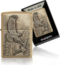 Zippo Eagles Dare Pocket Lighter - Brushed Brass Eagle Design