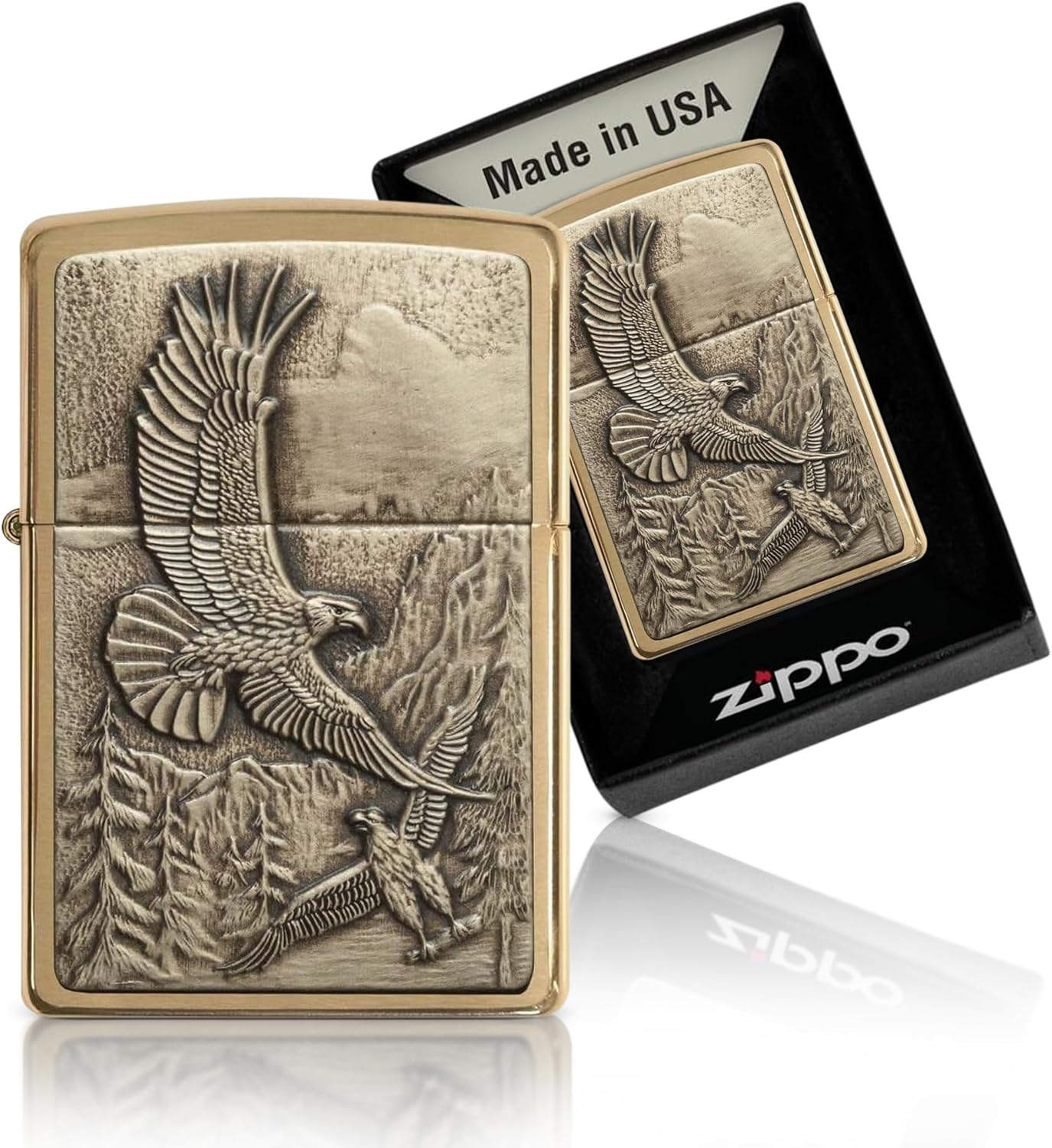 Zippo Eagles Dare Pocket Lighter - Fierce Eagle Design