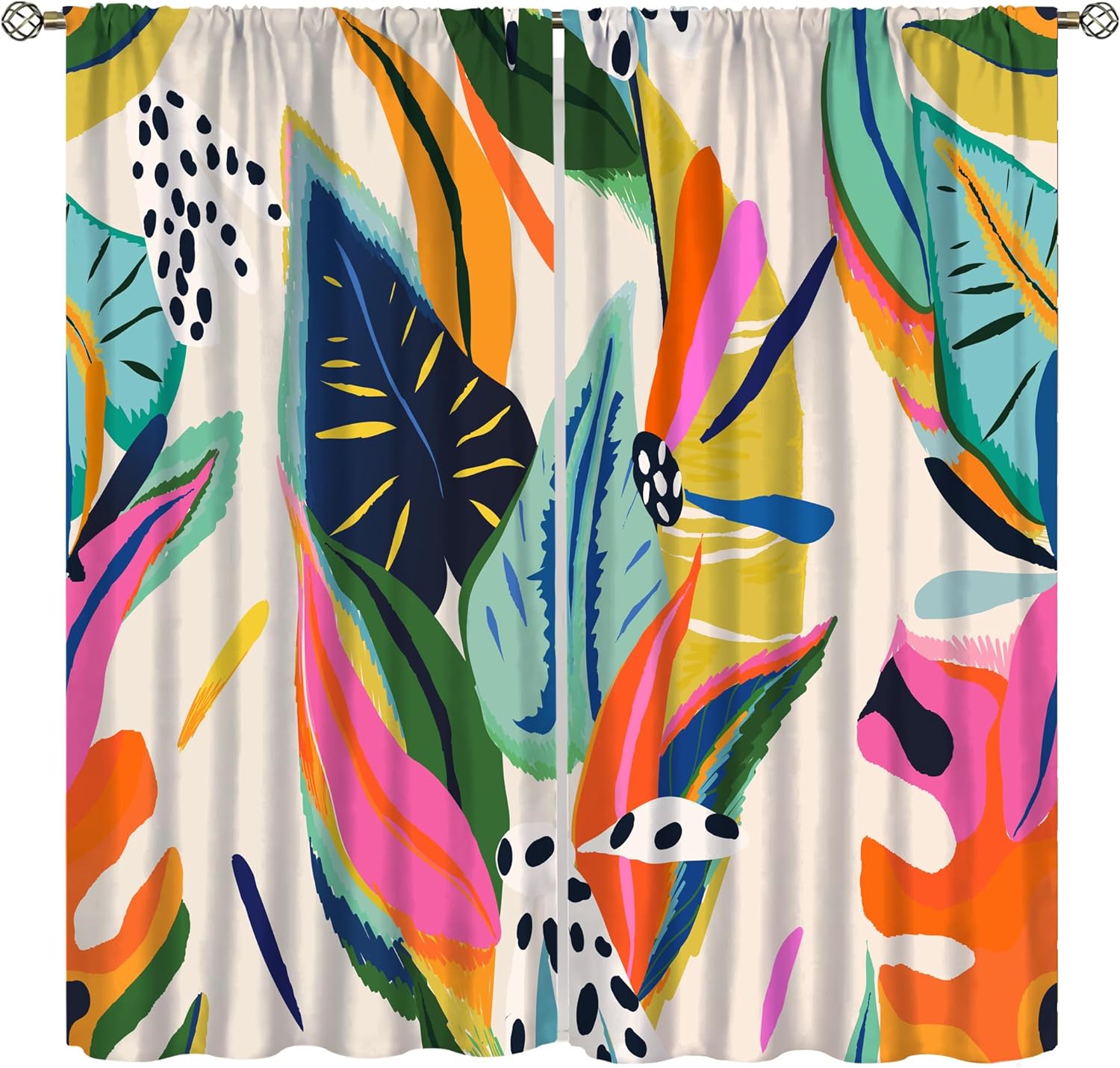 Vibrant Floral Print Window Curtains by Kurtect