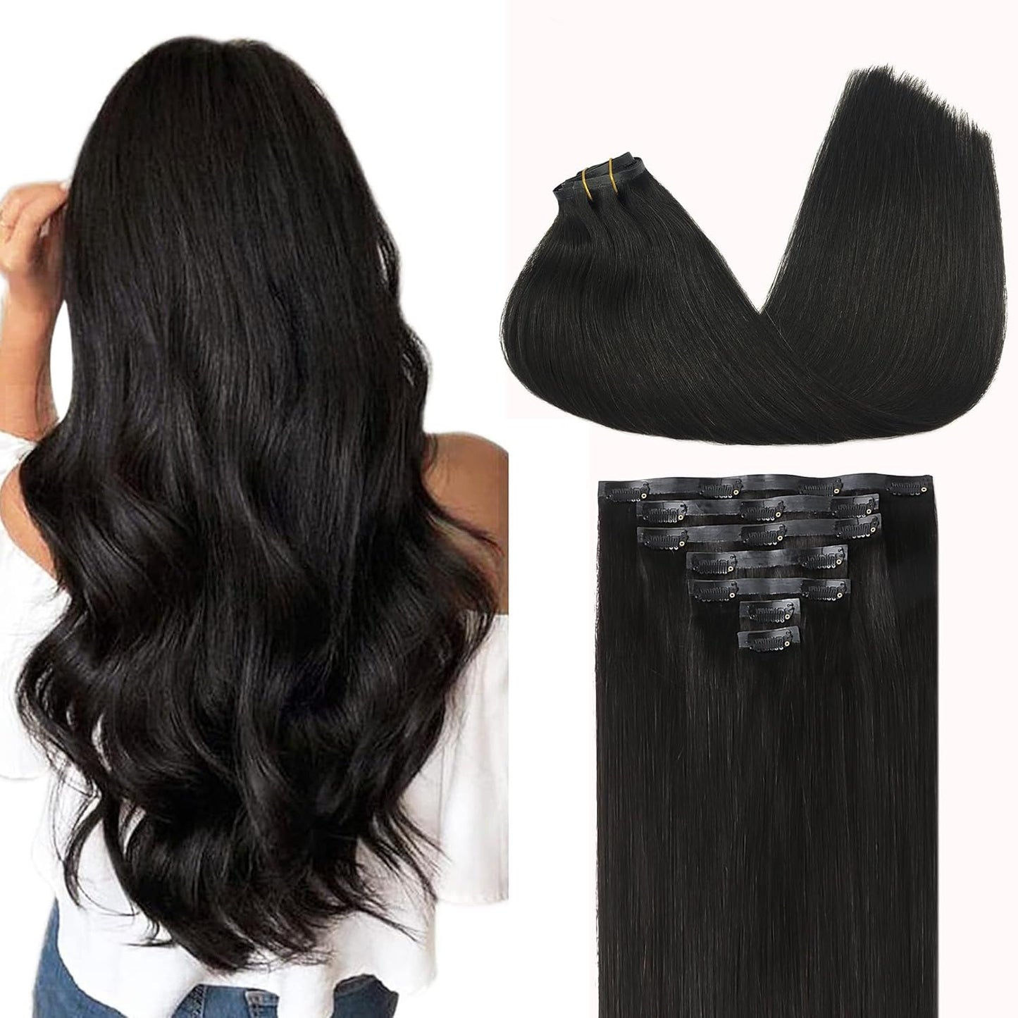 GOO GOO Clip in Hair Extensions for Natural Black Hair Styling