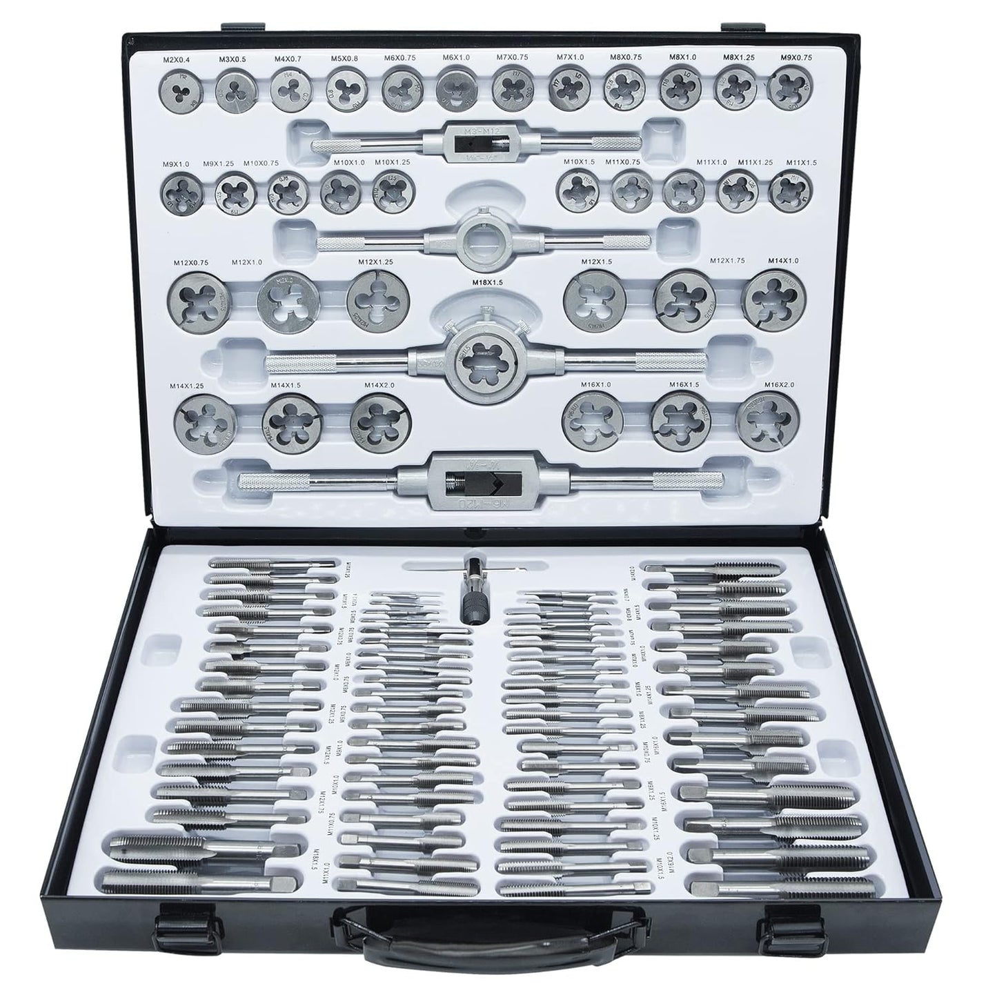 110PCS Tap and Die Set for Metric Threading with Storage Case