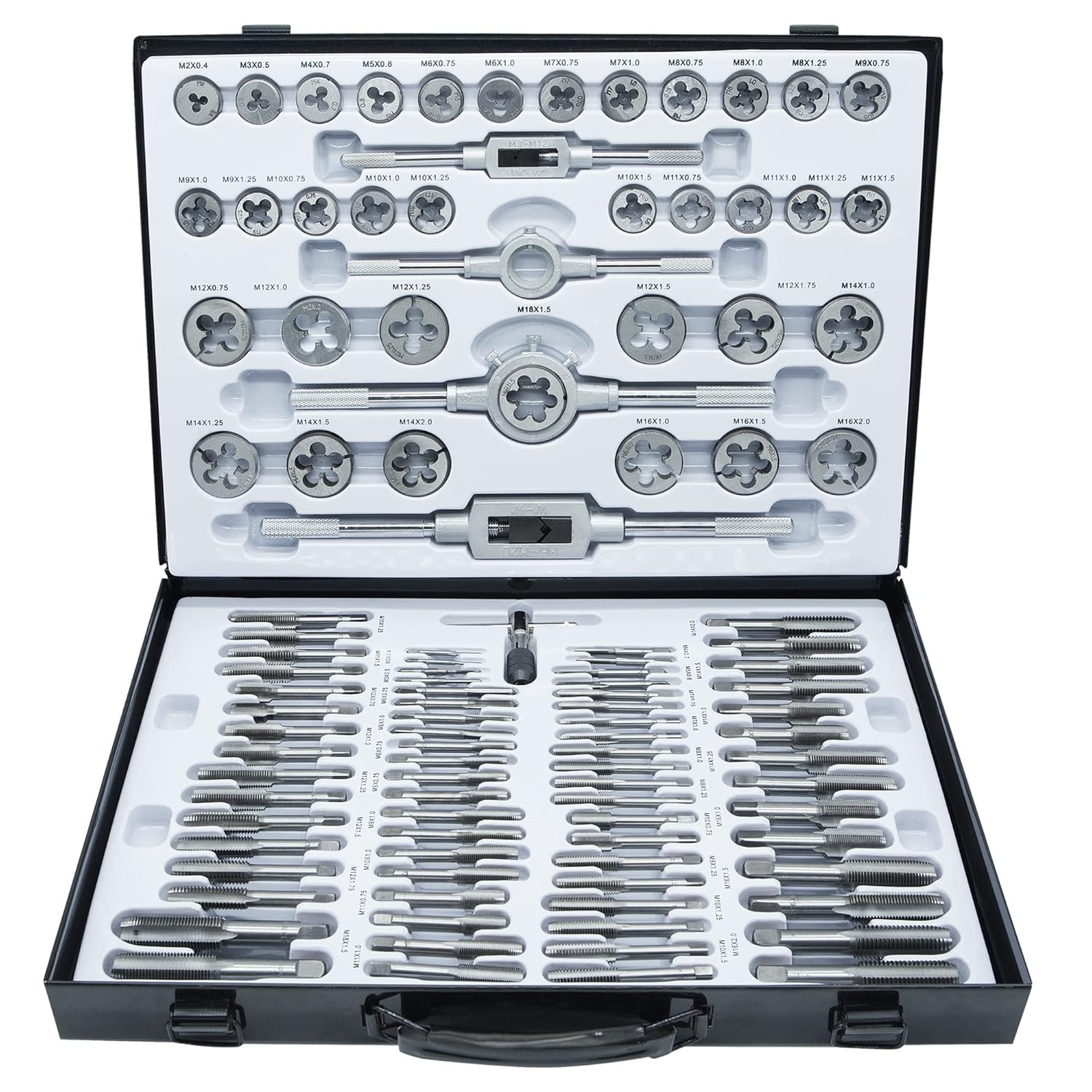 110PCS Tap and Die Set for Metric Threading with Storage Case