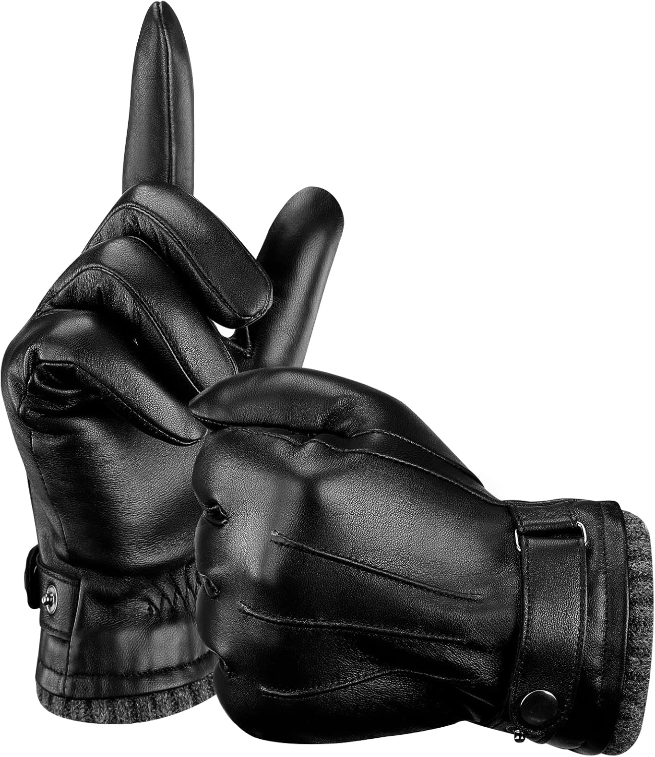 Aegend Men's Leather Touchscreen Gloves - Winter Warmth
