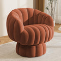 Burnt Orange Mid Century 360 Degree Swivel Barrel Chair - Plush Velvet