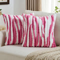 FUTEI Blush Faux Rabbit Fur Throw Pillow Covers 22x22 in - Soft