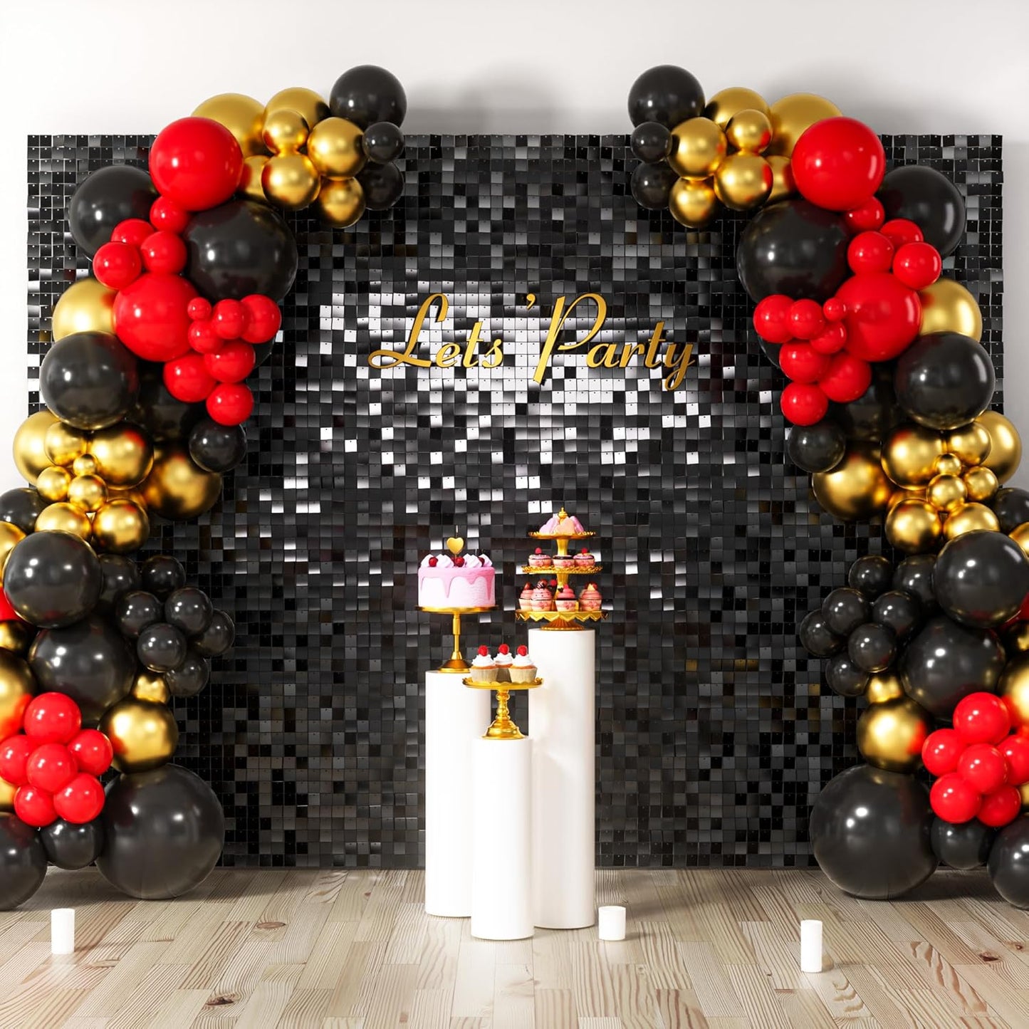 Black Shimmer Wall Backdrop for Stunning Party Decorations