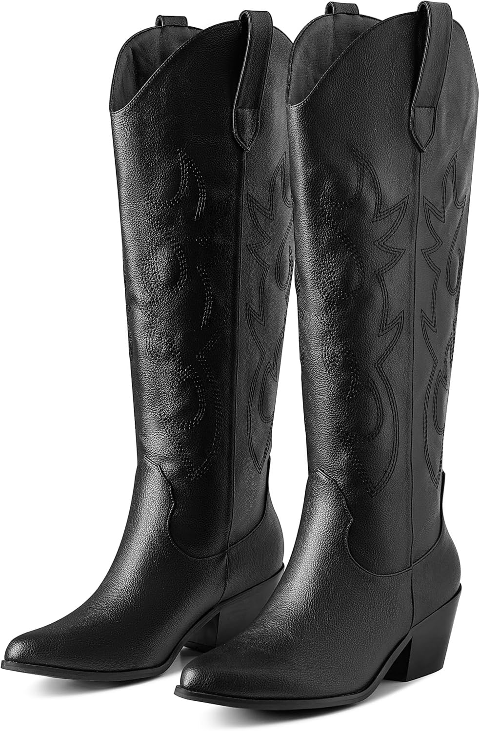 Erocalli White Cowgirl Boots for Women with Chunky Heel Style