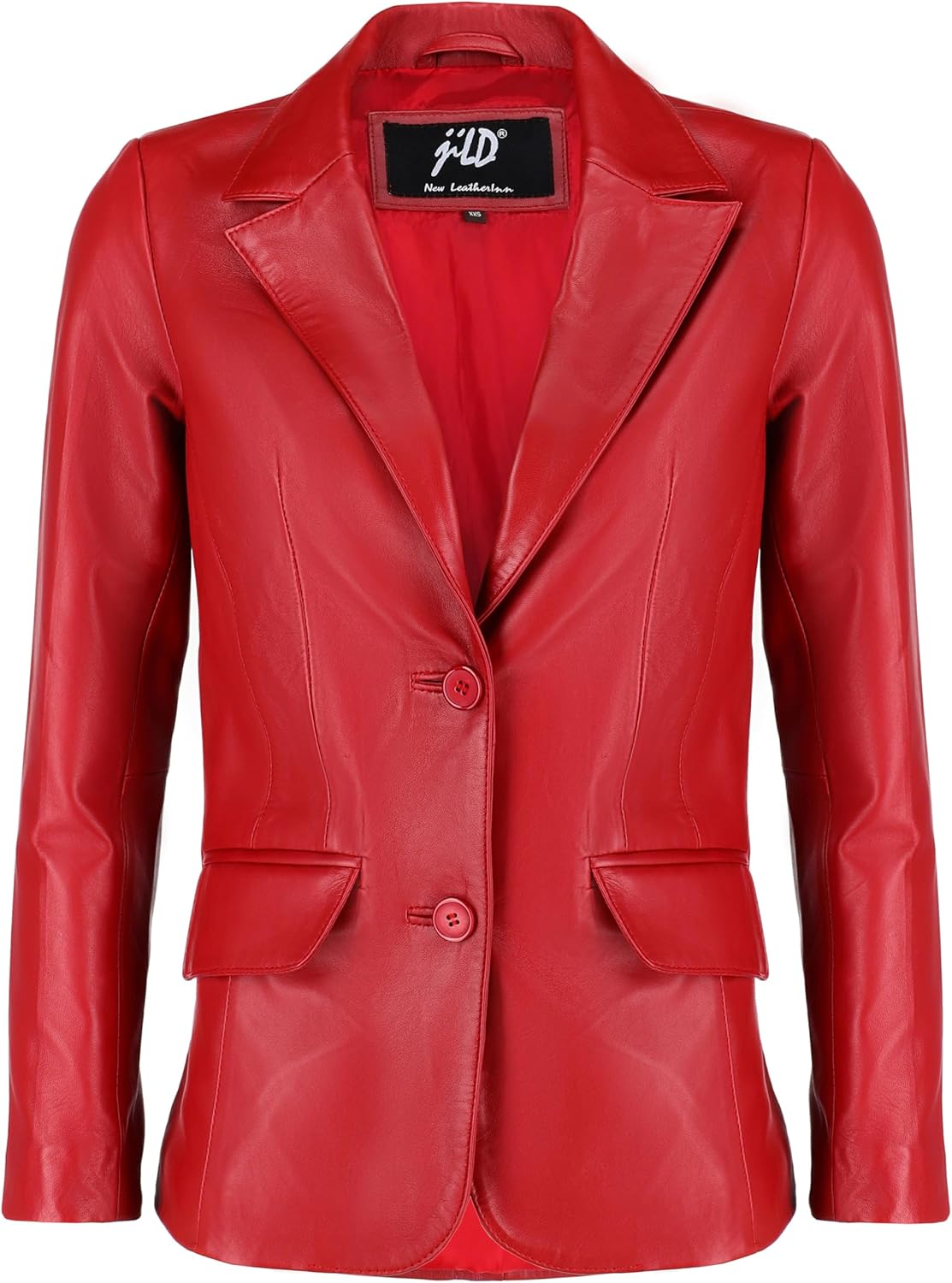 Classic 2-Button Lambskin Leather Blazer for Women - Stylish Coat